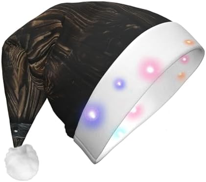 QINZHENG LED Christmas Santa Hat with Wooden Door Print
