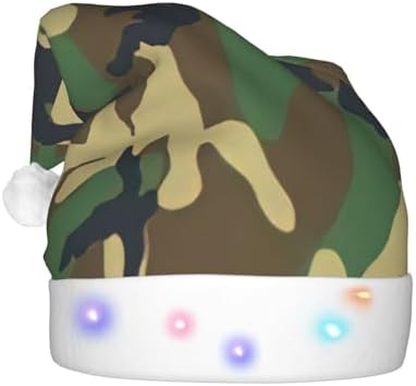Green Military Camo Christmas Santa Hat with LED Light