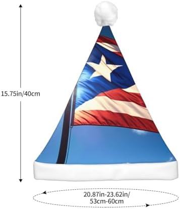 QINZHENG LED Christmas Santa Hat with PUERTO RICO Wallpaper Flag Print