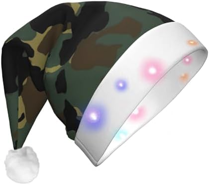 Camouflage Santa Hat Plush Light Up for Christmas Party