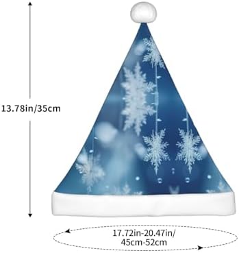 Blue Christmas Snowflake Print Santa Hat Small Size 1