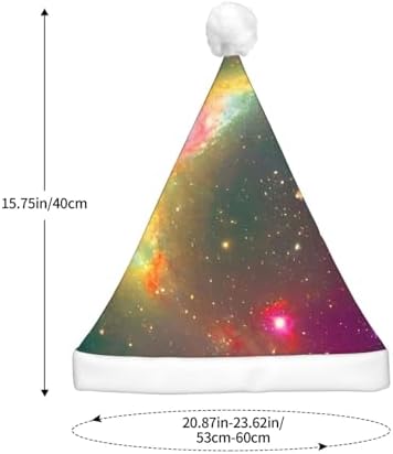 Beautiful Galaxy Print Christmas Santa Hat Plush Light Up