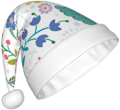 QINZHENG Personalized Santa Hat with Doodle Flowers Print