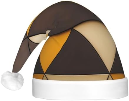 QINZHENG LED Santa Hat with Yellow Brown Triangles Print for Christmas Party