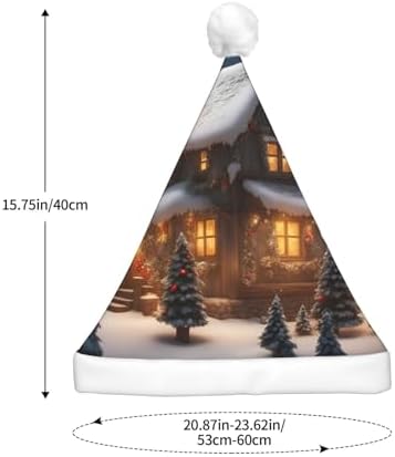 QINZHENG Christmas Village House 3 Print LED Santa Hat for Adults