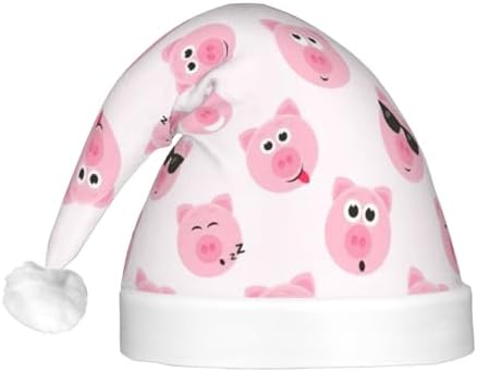 Funny Pink Pig Face Christmas Santa Hat Plush Light Up for Adult