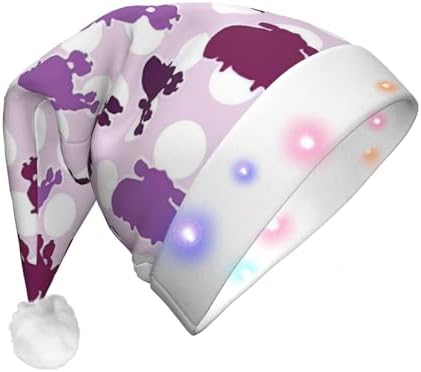Purple Poodle Polka Dot Christmas Santa Hat for Adults
