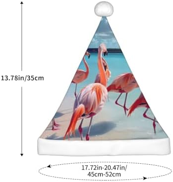 Flock of Pink Flamingos Christmas Santa Hat with Plush Rim