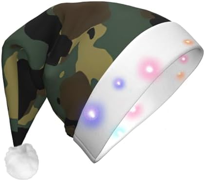 Camouflage Christmas Santa Hat with Light Up LED