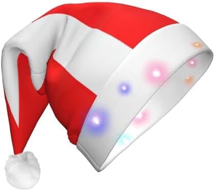 Denmark Flag Print Christmas Santa Hat with Light Up LED