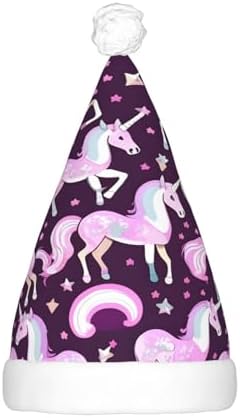 Unicorns Red Print LED Christmas Hat For Adults