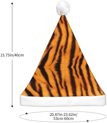 Tiger Striped Christmas Santa Hat Plush Light Up for Adult