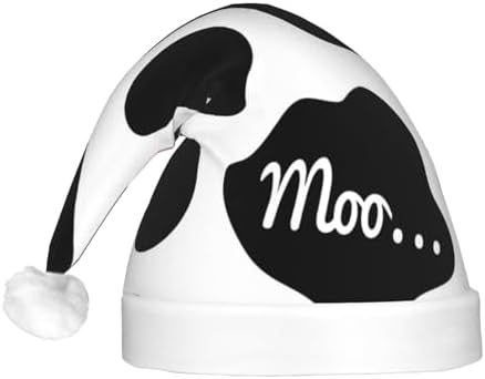 QINZHENG LED Santa Hat with Milk Cow Print for Christmas Party