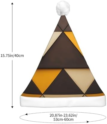QINZHENG LED Santa Hat with Yellow Brown Triangles Print for Christmas Party