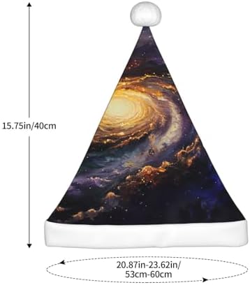Galaxy Print Christmas Santa Hat Plush for Adults