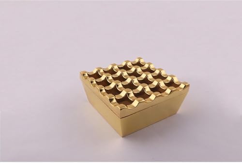 Gold Windproof Ashtray with 16 Holes for Cigarettes and Cigars