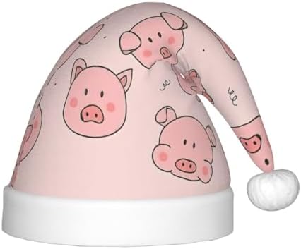 Pink Cute Pig Print Christmas Santa Hat Small Size