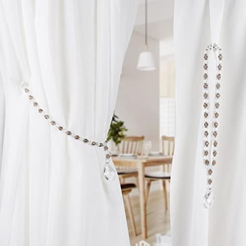 SUQ I OME Magnetic Crystal Beaded Curtain Tieback Gray