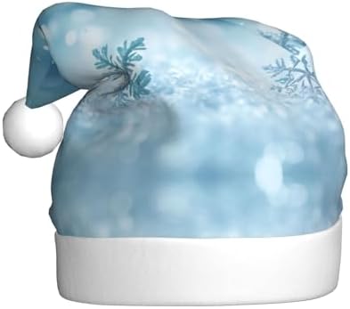 Blue Christmas Snowflake Print Santa Hat Plush Funny Adult Party
