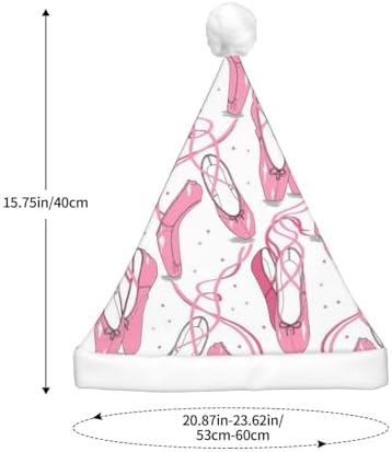 Pink Ballet Shoes Print Christmas Santa Hat for Adults