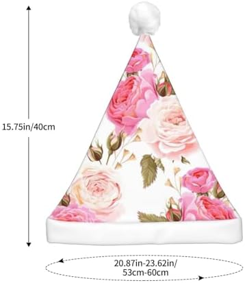 QINZHENG Rose Print LED Santa Hat for Christmas Party