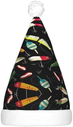 Fishing Lure Christmas Santa Hat Plush Light Up Funny Adult Hat
