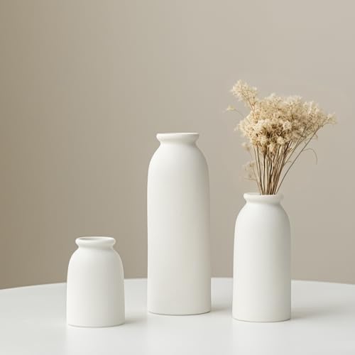 Tinctotnic Ceramic Vase Set 3 Distressed White