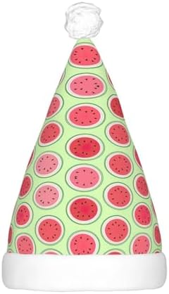 Watermelon Green Christmas Santa Hat Plush Light Up Adult Headwear