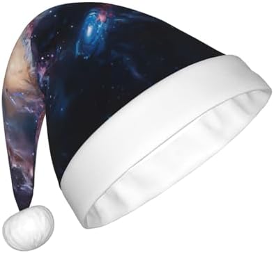 Galaxy Print Christmas Santa Hat Plush for Adults 1
