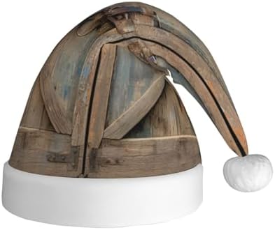 Barn Door Print Christmas Santa Hat Plush for Adults