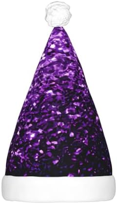 Beautiful Purple Glitter Print Christmas Hat with LED