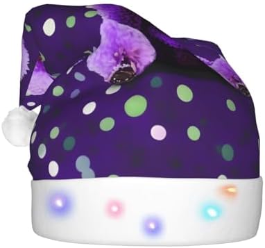 Purple Poodle Polka Dots LED Christmas Hat Unisex Adult Beanie