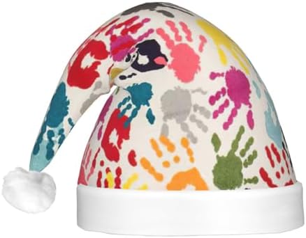 Hand Print Christmas Santa Hat Plush Light Up for Adult