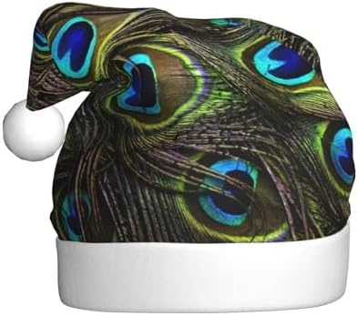 QINZHENG Peacock Print Santa Hat Christmas Gift for Women
