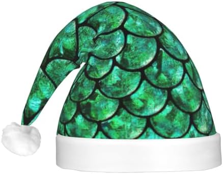 Green Fish Scales Christmas Hat For Adults Unisex LED Beanie