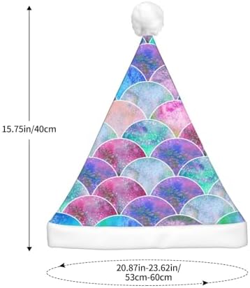 Fish Scale Ocean Print LED Santa Hat for Adults Christmas Party