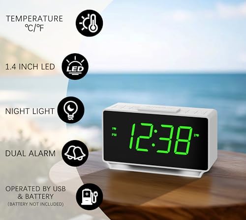iTOMA Dual Alarm Clock with Snooze and Night Light