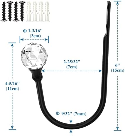 Crystal Curtain Holdbacks Black 4 Pack Heavy Duty