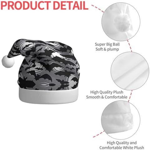 Halloween Bats Grey Santa Hat for Christmas Party Favors