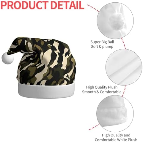 Camouflage Santa Plush Christmas Hat for Adults