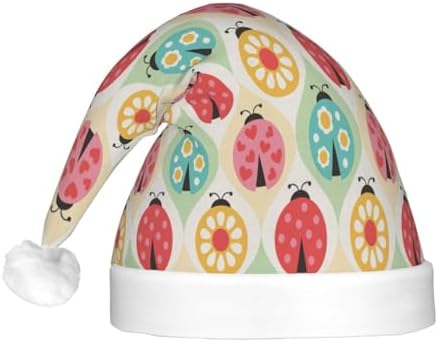 Ladybugs Cartoon Christmas Santa Hat Plush Light Up for Adults