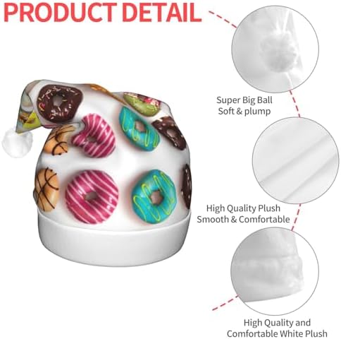 Doughnut Flavors Christmas Santa Hat Plush Light Up Adult Party Hat