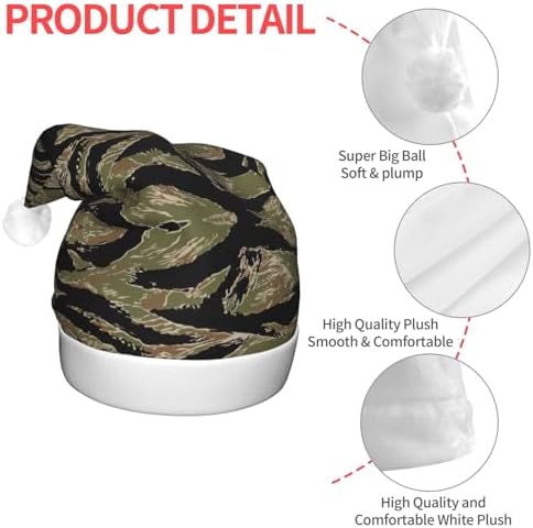 Tiger Stripe Camo Light Up Santa Hat for Adults 1