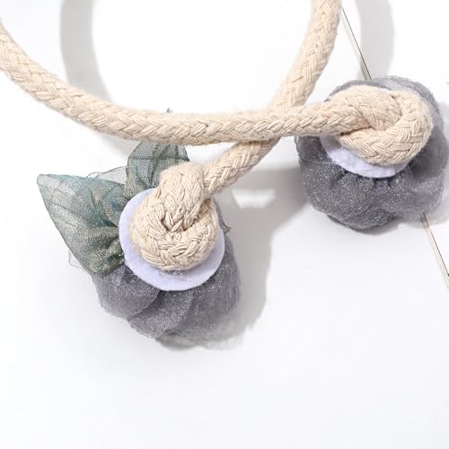 Handmade Artificial Rose Flower Curtain Holdbacks Gray