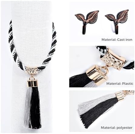 Grey Napoleon Style Curtain Tiebacks with Hooks