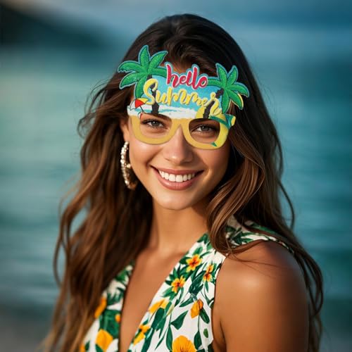 CURASA 9PCS Tropical Party Paper Glasses
