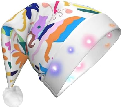 QINZHENG LED Christmas Santa Hat with Animal Print