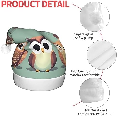 Qin Zheng Cartoon Owls LED Santa Hat for Christmas Party