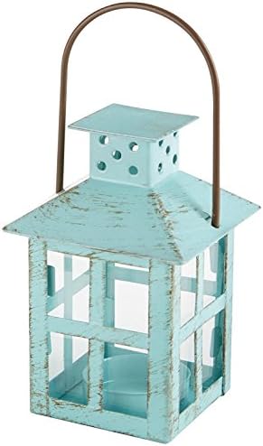 Kate Aspen Distressed Blue Mini Metal Lantern
