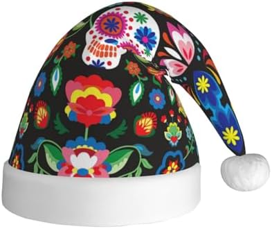 QinZheng Personalized Santa Hat with Skull and Flowers Print